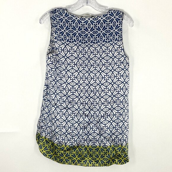 ORVIS Top Women 8 100% Silk Sleeveless Lightweight Geometric Color-block Flowy - Picture 2 of 12